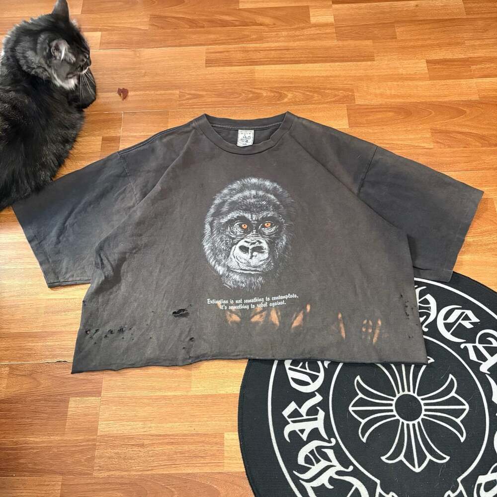 Alore Vintage Gorilla Graphic T-Shirt XXL Cropped Distressed